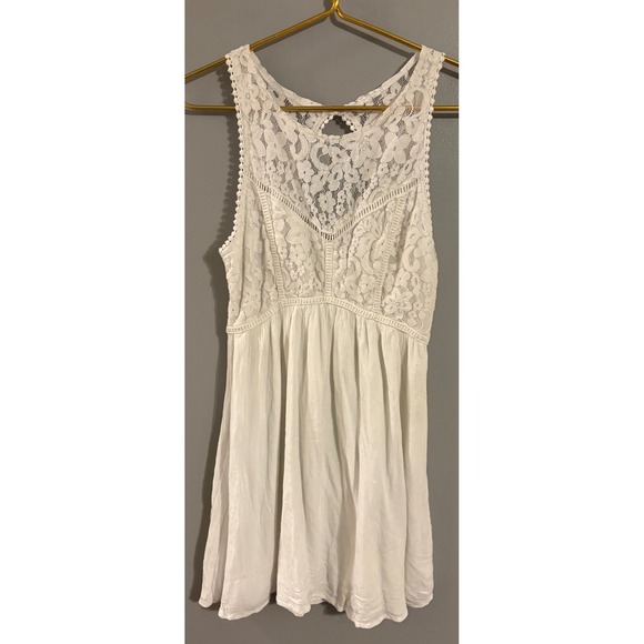 Abercrombie & Fitch Dresses & Skirts - Abercrombie & Fitch White Lace Mini Dress Sleeveless Keyhole Back Size M Boho